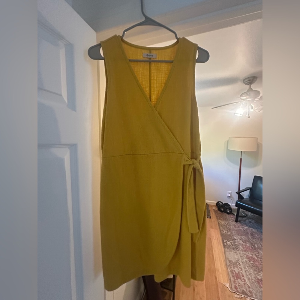 Madewell Mustard Sleeveless Wrap Dress